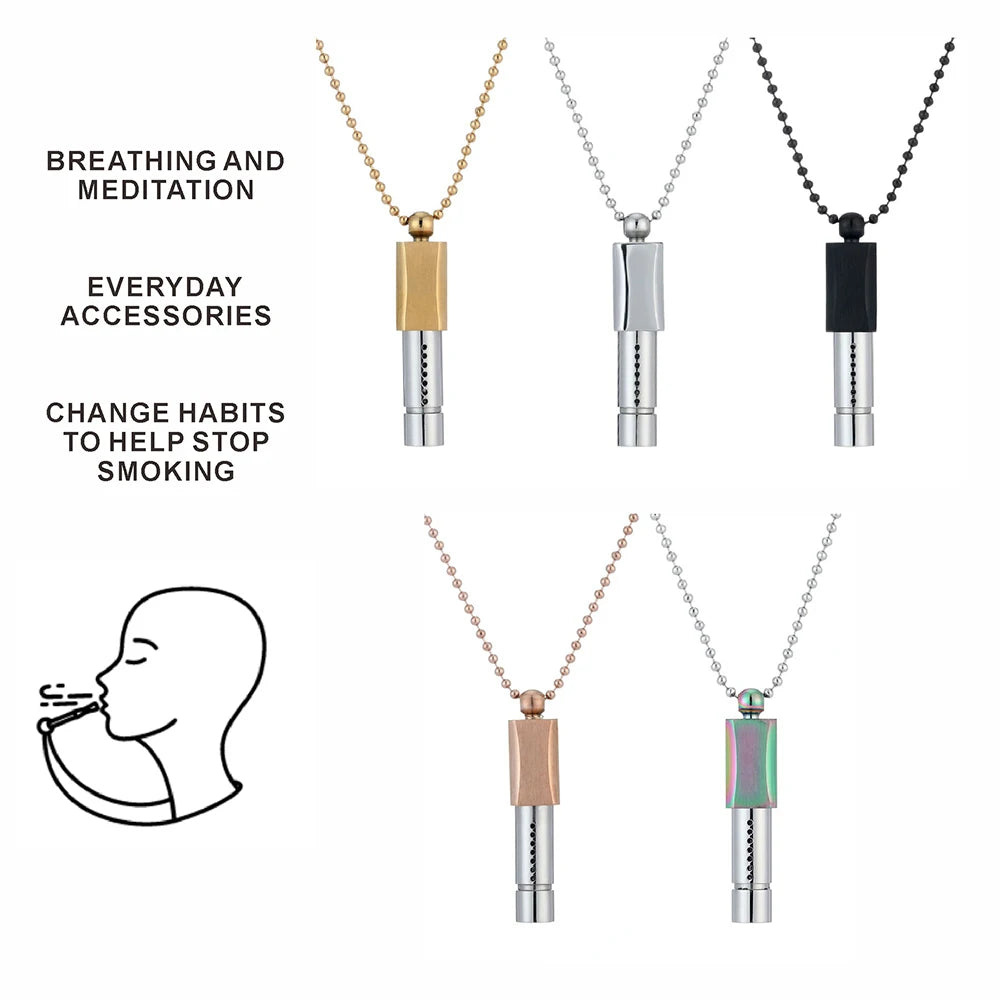 Meditation Whistle Necklace with Enhanced Breathing Resistance, Cotton Core Aromatherapy, and Stress Relief Accessory Gift